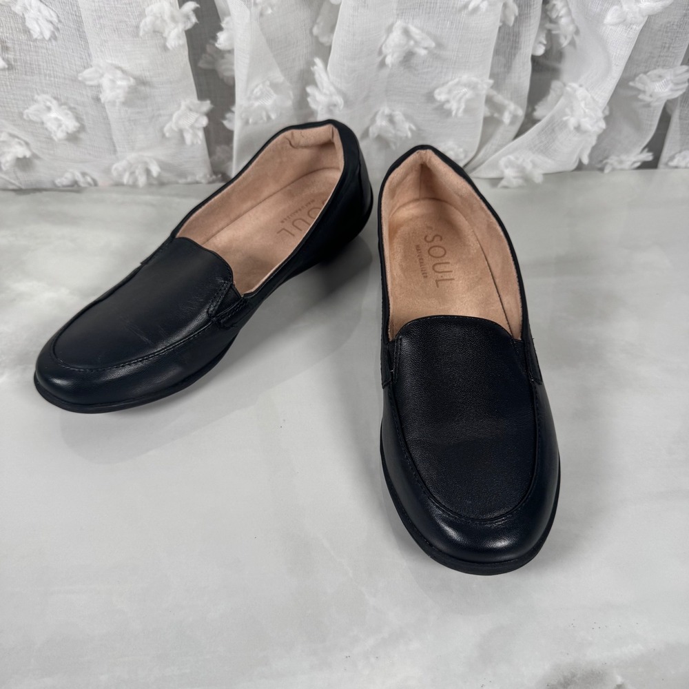 Naturalizer Soul Black Leather Kacy Loafer Flats Comfort Shoes Neutral Size 9 M